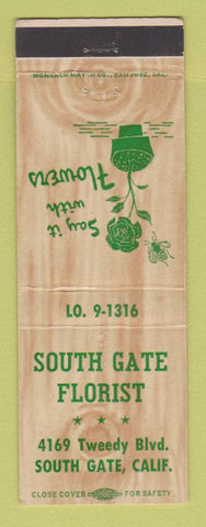 Matchbook Cover - South Gate Florist Flowers South Gate CA
