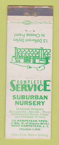 Matchbook Cover - Suburban Nursery Trees West Hempstead LI NY WEAR
