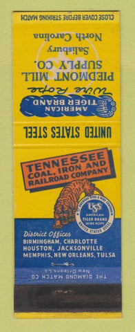 Matchbook Cover - American Tiger Brand Wire Rope Salisbury NC