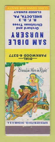 Matchbook Cover - Sam Dible Nursery Shelocta PA hillbilly