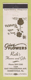 Matchbook Cover - Ruth's Flower Store Gilbertsville PA