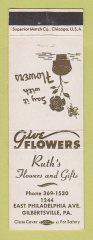 Matchbook Cover - Ruth's Flower Store Gilbertsville PA