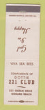 Matchbook Cover - 221 Club Oxnard Beach CA