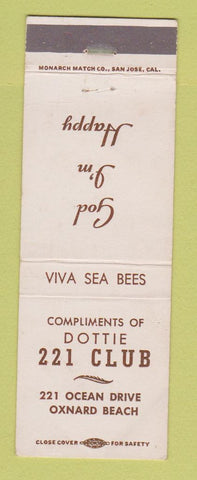 Matchbook Cover - 221 Club Oxnard Beach CA
