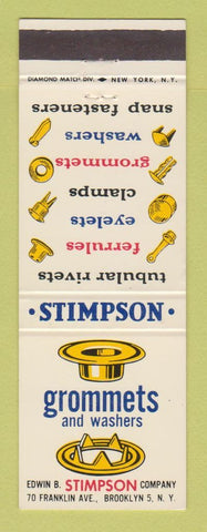 Matchbook Cover - Stimpson Grommets Washers Brooklyn NY