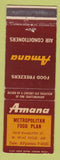 Matchbook Cover - Amana Appliances Metro Food Plan West Hyattsville MD