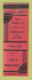 Matchbook Cover - Joe's Food Mart Grocery Fort Madison IA WEAR
