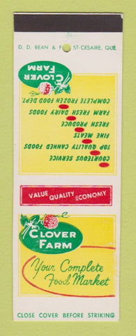 Matchbook Cover - Clover Farm Grocery Stores DD Bean SAMPLE