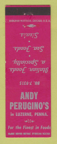 Matchbook Cover - Andy Perugino's Foods Luzerne PA grocery