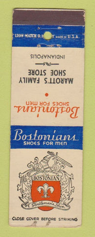 Matchbook Cover - Bostonian Men's Shoes Marott's Indianapolis IN