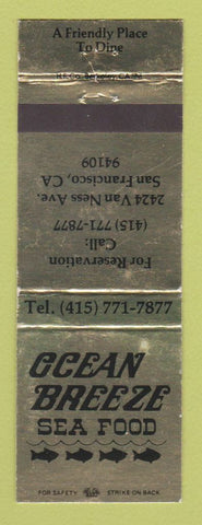 Matchbook Cover - Ocean Breeze Seafood Restaurant San Francisco CA WEAR