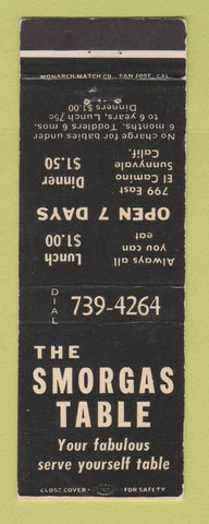 Matchbook Cover - Smorgas Table Restaurant Sunnyvale CA WEAR