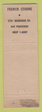 Matchbook Cover - Place Pigalle French Restaurnt San Francisco CA