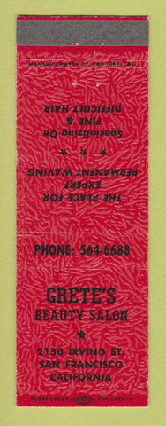 Matchbook Cover - Grete's Beauty Salon San Francisco CA