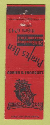 Matchbook Cover - Pirates Den Restaurant Oakland CA WEAR