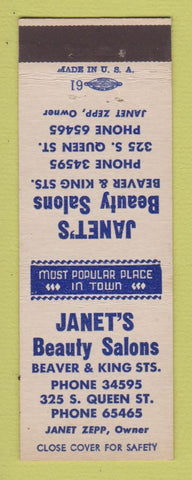 Matchbook Cover - Janet's Beauty Salon