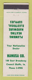 Matchbook Cover - Hanusa Plumbing Heating Council Bluffs IA