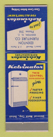 Matchbook Cover - Kelvinator Refrigerator Edonton Furniture NC