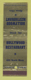 Matchbook Cover - Hollywood Restaurant Akron OH