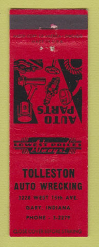 Matchbook Cover - Tolleston Auto Wrecking Parts Gary IN