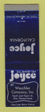 Matchbook Cover - Joyce California Weschler Erie PA