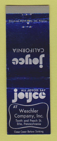Matchbook Cover - Joyce California Weschler Erie PA