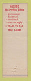 Matchbook Cover - Alsar Baked Enamel Aluminum Siding Cleveland OH