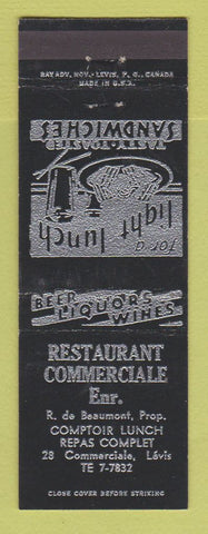 Matchbook Cover - Restaurant Commerciale Levis QC