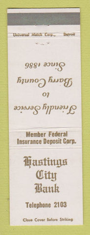 Matchbook Cover - Hastings City Bank MI Barry County