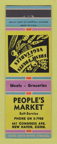 Matchbook Cover - People's Market Grocery New Haven CT