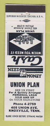 Matchbook Cover - Union Plan Loans Knoxville TN