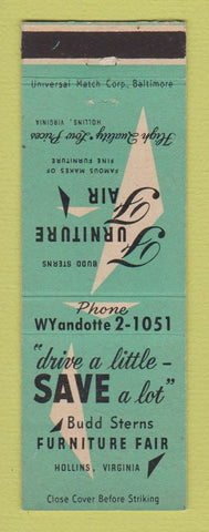 Matchbook Cover - Furniture Fair Budd Sterns Hollins VA
