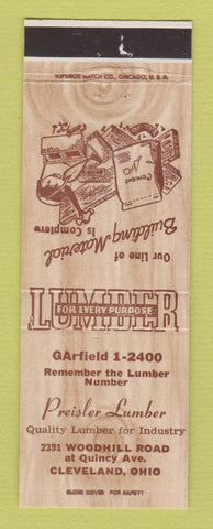 Matchbook Cover - Preisler Lumber Cleveland OH