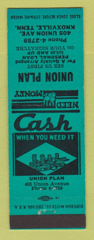Matchbook Cover - Union Plan Loans Knoxville TN