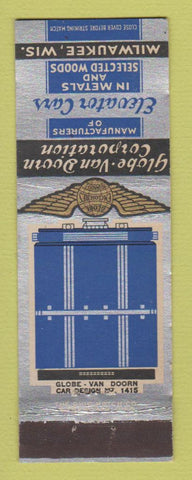Matchbook Cover - Globe Van Doorn Corp Elevator Cars Milwaukee WI