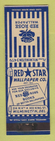 Matchbook Cover - Red Star Rose Wallpaper Wilmington DE