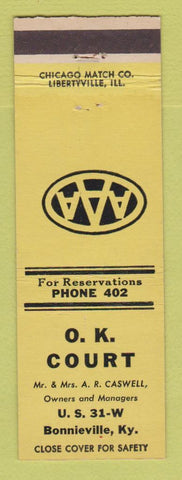 Matchbook Cover - OK Court Motel Bonnieville KY low phone #