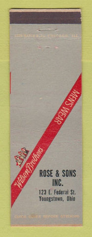 Matchbook Cover - Wilson Brothers Men's Clothes Rose & Sons Youngstown OH