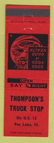 Matchbook Cover - Thompson's Truck Stop Fox Lake IL