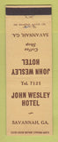Matchbook Cover - John Wesley Hotel Savannah GA