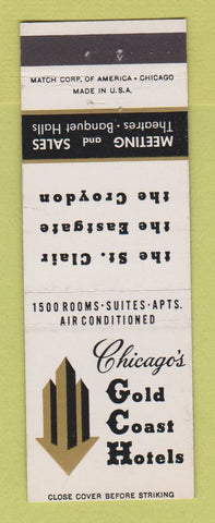 Matchbook Cover - Golf Coast Hotels Chicago IL Croydon Eastgate St Clair