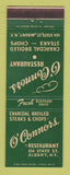 Matchbook Cover - O'Connors Restaurant Albany NY