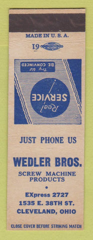 Matchbook Cover - Wedler Bros Screw Machine Products Cleveland OH