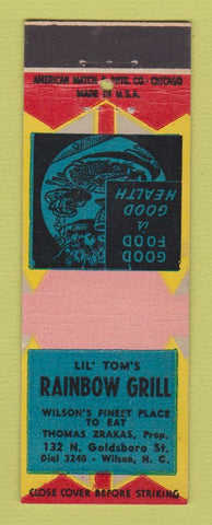 Matchbook Cover - Lil Tom's Rainbow Grill Wilson NC