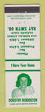 Matchbook Cover - Dorothy Henderson Real Estate Ray Smith Oakland CA