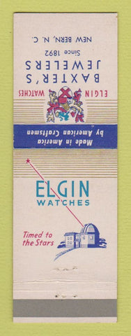Matchbook Cover - Elgin Watches Baxter's Jewelry New Bern NC