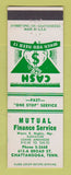 Matchbook Cover - Mutual Finance Service Chattanooga TN loans