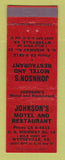 Matchbook Cover - Johnson's Motel Restaurant Wytheville VA