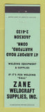 Matchbook Cover - Zane Weldcraft Welding Supply Hartford CT