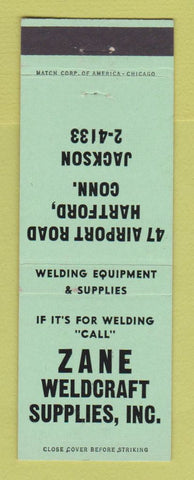 Matchbook Cover - Zane Weldcraft Welding Supply Hartford CT